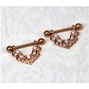 Pezoneras en Acero Rose Gold con Diseño Floral – Joyería Elegante
