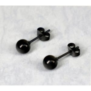 Aretes Bola en Acero Negro – Estilo Clásico Minimalista